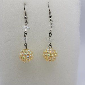 Yellow Rhinestone Round Bead Dangle/Hook E_YW0001